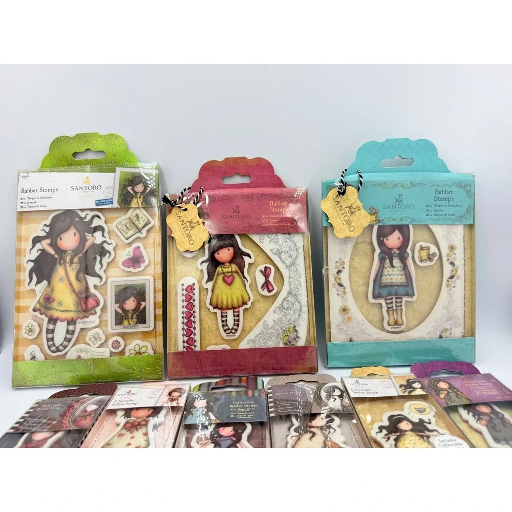 Santoro Gorjuss Rubber Stamp Lot 15pc Collectable Mini Easy Cling Girl Designs